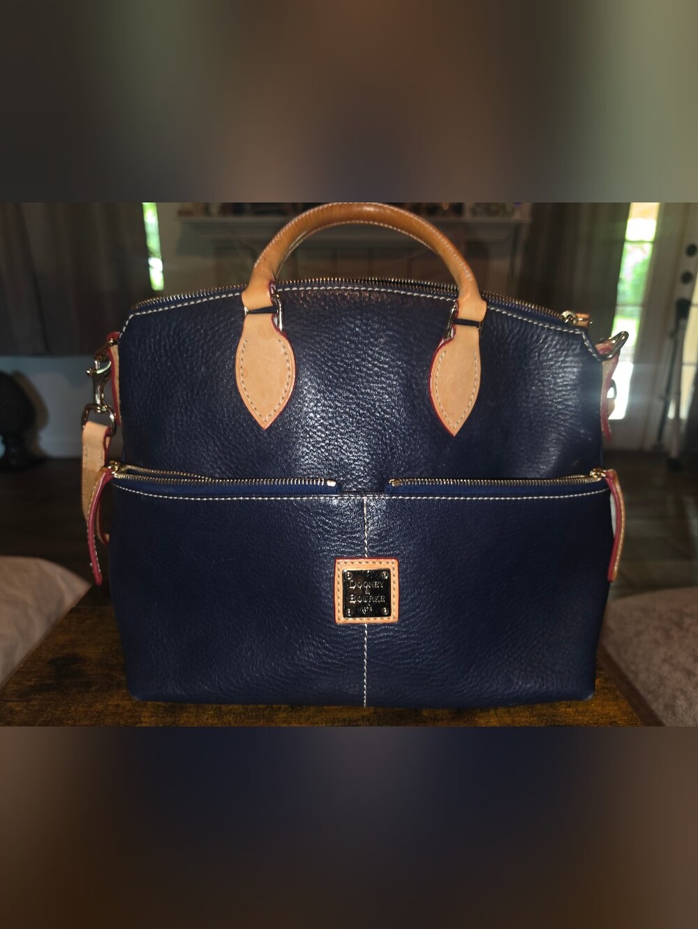 Dooney & Bourke Navy Pebble Grain Leather Satchel Crossbody